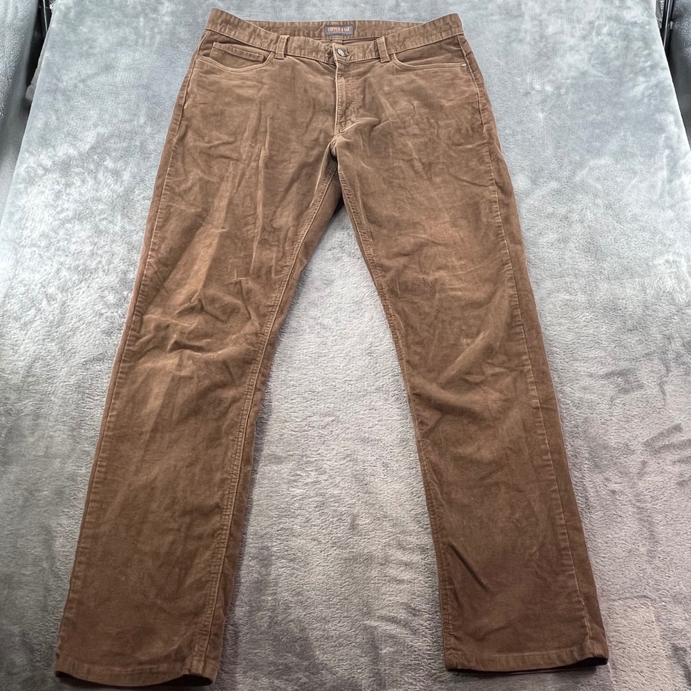 Copper & Oak Mens Brown Corduroy Straight Leg Pants 36x34 Stretch Cotton
